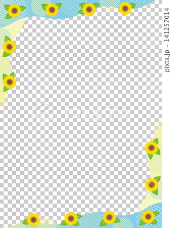 Sunflower and geometric pattern vertical corner frame - blue Sunflower and geometric pattern vertical corner frame - blue 141257014