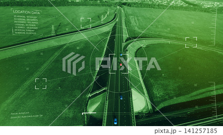 Surveillance of highway traffic with facial recognition technology in use Surveillance of highway traffic with facial recognition technology in use 141257185