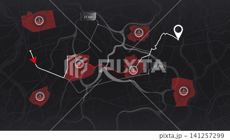 Emergency route planning concept. Vector illustration. Emergency route planning concept. Vector illustration. 141257299