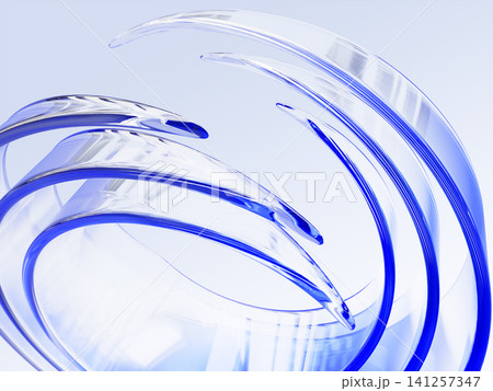 Glass circle striped effect on light blue 3d background. Abstract circular linear pattern of dynamic transparent layer ribbons with sharp edges. Elegant wallpaper, futuristic tech. 3D illustration Glass circle striped effect on light blue 3d background. Abstract circular linear pattern of dynamic transparent layer ribbons with sharp edges. Elegant wallpaper, futuristic tech. 3D illustration 141257347