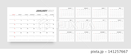 Monthly calendar layout for 2027. Planner diary. Monthly calendar layout for 2027. Planner diary. 141257667