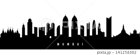 Vector silhouette illustration of Mumbai urban skyline. Vector silhouette illustration of Mumbai urban skyline. 141258302