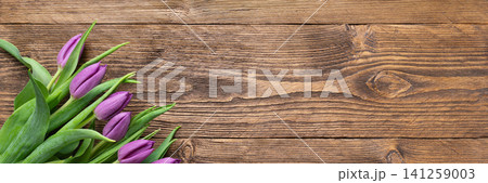 Spring tulips banner Mothers Day birthday 141259003