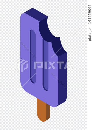 Isometric ice cream. Isometric popsicle. Ice cream on stick. Sweet ice cream. Food and menu design. Cartoon cute style. Vector illustration 141259062