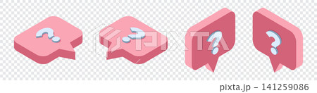 Set of isometric question mark. Isometric text bubble icon. Message box with question. Question mark inside speech bubble. Ask question concept 141259086
