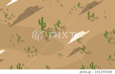 Isometric desert landscape. Desert stones and plants elements. Isometric desert scene. Isometric nature landscape. Vector illustration Isometric desert landscape. Desert stones and plants elements. Isometric desert scene. Isometric nature landscape. Vector illustration 141259109