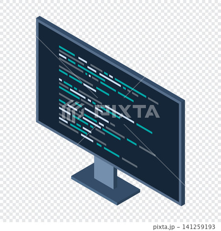Isometric monitor. Software programming coding concept. Code on computer monitor. Isometric technology. Vector illustration Isometric monitor. Software programming coding concept. Code on computer monitor. Isometric technology. Vector illustration 141259193