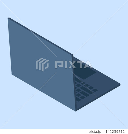 Isometric laptop. Isometric laptop backside. Programming on laptop concept. Isometric technology. Vector illustration 141259212