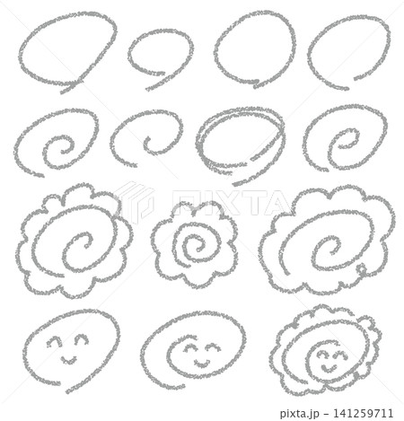 クレヨン素材 手描きのいろいろな丸セット テスト 採点 クレヨン素材 手描きのいろいろな丸セット テスト 採点 141259711