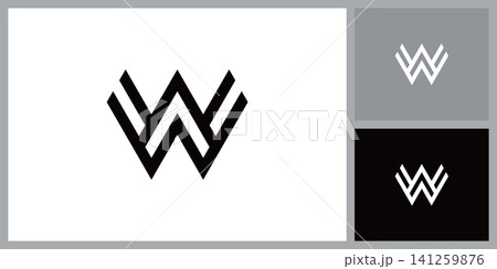 Letter W Initial Line Symbol Vector Template 141259876