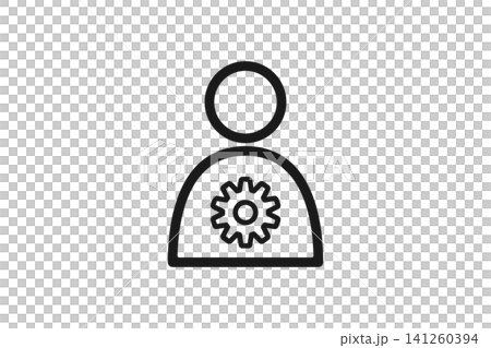 Icons of a person and a gear, simple line art. Icons of a person and a gear, simple line art. 141260394