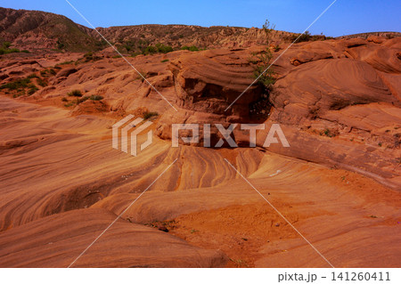 Wave Valley Danxia Landform in Jingbian, Yulin, Shaanxi, China Wave Valley Danxia Landform in Jingbian, Yulin, Shaanxi, China 141260411