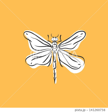 Hand drawn abstract vector graphic illustration collection with cute, stylized dragonfly insect bug.Trendy modern wild nature design concept sketch.Vector line bugs symbol. animal icons Hand drawn abstract vector graphic illustration collection with cute, stylized dragonfly insect bug.Trendy modern wild nature design concept sketch.Vector line bugs symbol. animal icons 141260738