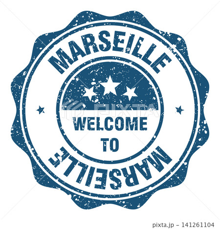 Welcome to Marseille red grunge round stamp. Welcome to Marseille stamp 141261104