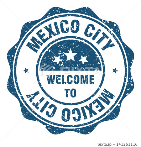 Welcome to Mexico City red grunge round stamp. Welcome to Mexico City stamp 141261116