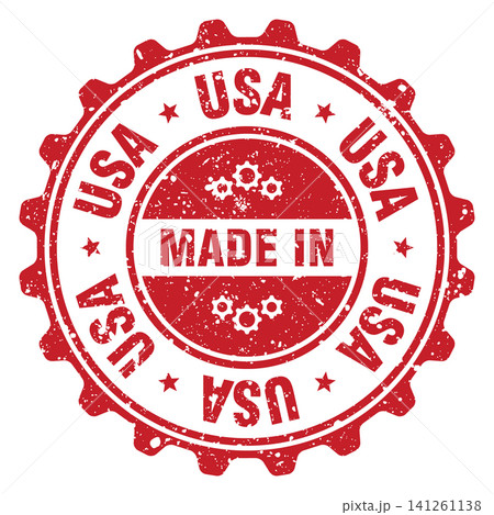Made in usa red grunge round stamp. Made in usa stamp Made in usa red grunge round stamp. Made in usa stamp 141261138