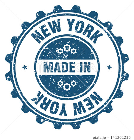 Made in New York blue grunge round stamp. Made in New York stamp Made in New York blue grunge round stamp. Made in New York stamp 141261236