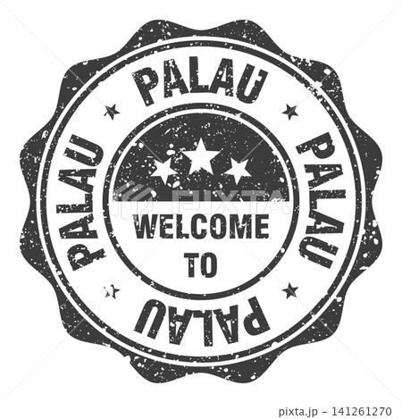 Welcome to Palau black grunge round stamp. Welcome to Palau stamp 141261270