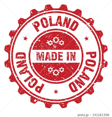 Made in Poland red grunge round stamp. Made in Poland stamp Made in Poland red grunge round stamp. Made in Poland stamp 141261306