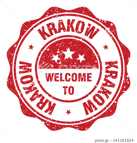 Welcome to Krakow red grunge round stamp. Welcome to Krakow stamp Welcome to Krakow red grunge round stamp. Welcome to Krakow stamp 141261824