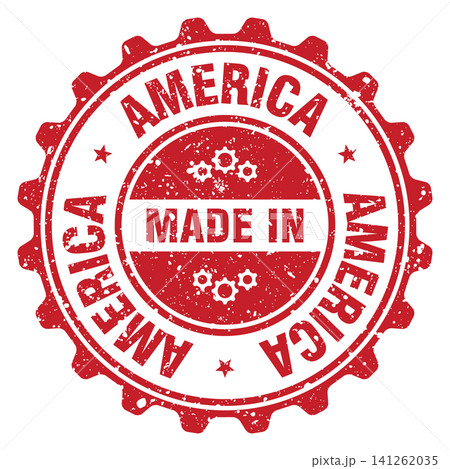 Made in America red grunge round stamp. Made in America stamp Made in America red grunge round stamp. Made in America stamp 141262035