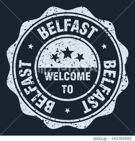 Welcome to Belfast white grunge round stamp. Welcome to Belfast stamp 141262083