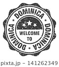 Welcome to Dominica black grunge round stamp. Welcome to Dominica stamp 141262349