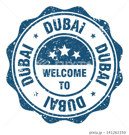 Welcome to Dubai red grunge round stamp. Welcome to Dubai stamp 141262350