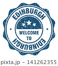 Welcome to Edinburgh red grunge round stamp. Welcome to Edinburgh stamp 141262355