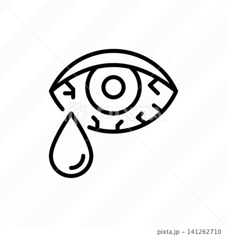 Conjunctivitis, eye allergy thin line icon. Symptom of adenovirus. Healthcare and medical vector illustration. Conjunctivitis, eye allergy thin line icon. Symptom of adenovirus. Healthcare and medical vector illustration. 141262710