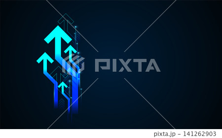 An elegant digital interface utilizes stacked gold ribbons and chevron indicators to highlight increasing upward potential in enterprise trading. An elegant digital interface utilizes stacked gold ribbons and chevron indicators to highlight increasing upward potential in enterprise trading. 141262903