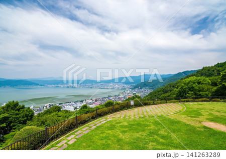 立石公園から望む諏訪湖周辺の絶景 夏シーズン《長野県 諏訪市》 立石公園から望む諏訪湖周辺の絶景 夏シーズン《長野県 諏訪市》 141263289