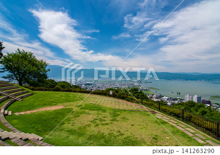 立石公園から望む諏訪湖周辺の絶景 夏シーズン《長野県 諏訪市》 立石公園から望む諏訪湖周辺の絶景 夏シーズン《長野県 諏訪市》 141263290