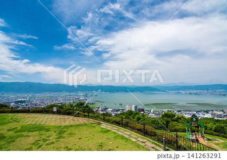 立石公園から望む諏訪湖周辺の絶景 夏シーズン《長野県 諏訪市》 141263291