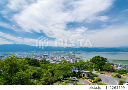 立石公園から望む諏訪湖周辺の絶景 夏シーズン《長野県 諏訪市》 立石公園から望む諏訪湖周辺の絶景 夏シーズン《長野県 諏訪市》 141263299