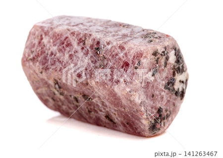 Macro mineral stone Ruby in the breed a white background Macro mineral stone Ruby in the breed a white background 141263467