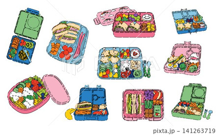 Cute Bento Lunch Box Collection with Healthy Food 141263719