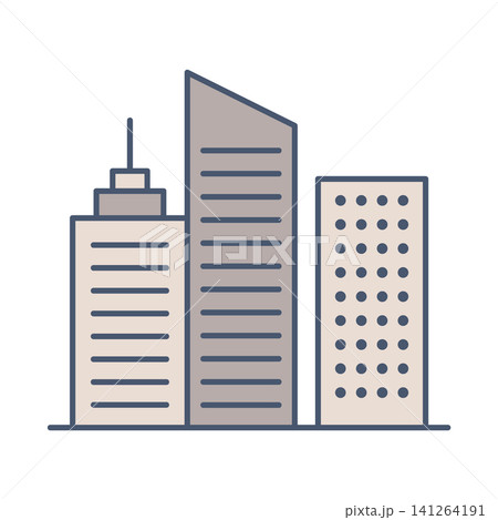 Three modern city buildings with clean geometric facades Three modern city buildings with clean geometric facades 141264191