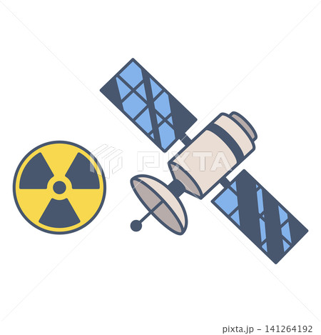 Satellite with radiation hazard symbol in flat graphic style Satellite with radiation hazard symbol in flat graphic style 141264192