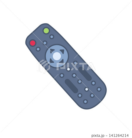 Simple handheld remote control with rounded buttons on pale background Simple handheld remote control with rounded buttons on pale background 141264214