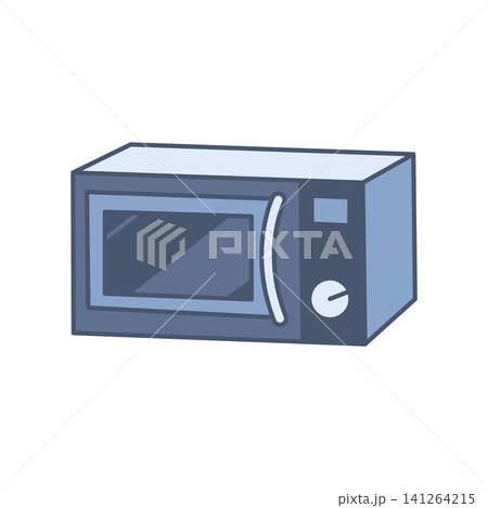 Blue compact microwave oven icon with simple flat shading Blue compact microwave oven icon with simple flat shading 141264215