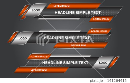 Broadcast News Lower Thirds Template layout black orange set collection design banner for bar Headline news title, sport game in Television, Video and Media Channel vector Broadcast News Lower Thirds Template layout black orange set collection design banner for bar Headline news title, sport game in Television, Video and Media Channel vector 141264413