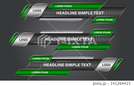 Broadcast News Lower Thirds Template layout black green set collection design banner for bar Headline news title, sport game in Television, Video and Media Channel vector Broadcast News Lower Thirds Template layout black green set collection design banner for bar Headline news title, sport game in Television, Video and Media Channel vector 141264415