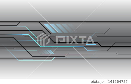 Abstract blue light power black circuit technology connected lines electronics elements digital on grey metallic background vector 141264725