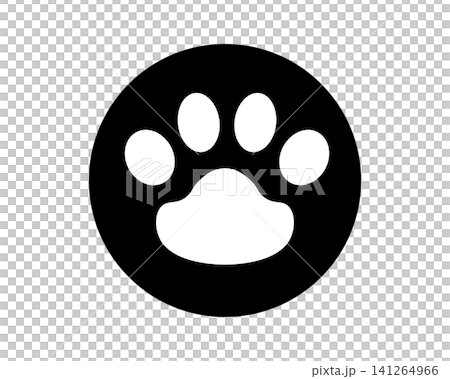 A circular icon illustration featuring a paw print silhouette representing a veterinary clinic on a map. A circular icon illustration featuring a paw print silhouette representing a veterinary clinic on a map. 141264966