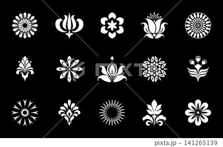 Flower icons set. Isolated elements for design. Vector graphics. Flower collection Flower icons set. Isolated elements for design. Vector graphics. Flower collection 141265139