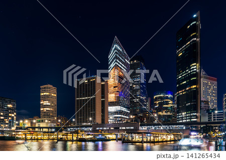 Sydney Circular Quay skyline illuminated at night, New South Wales, Australia Sydney Circular Quay skyline illuminated at night, New South Wales, Australia 141265434