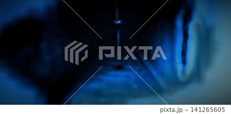 Dark, bluish abstract atmosphere with faint light 141265605