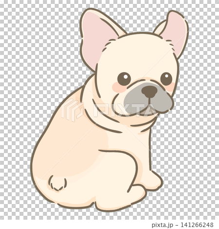 おすわりをしてこちらを振り向いているフレンチブルドッグの手描きイラスト おすわりをしてこちらを振り向いているフレンチブルドッグの手描きイラスト 141266248
