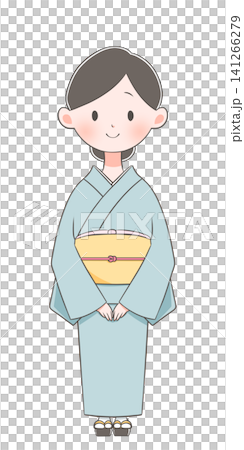 着物を着た若い女性のイラスト 笑顔 着物を着た若い女性のイラスト 笑顔 141266279